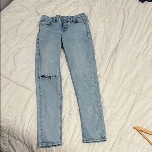 Women's Light Blue Distressed Jeans